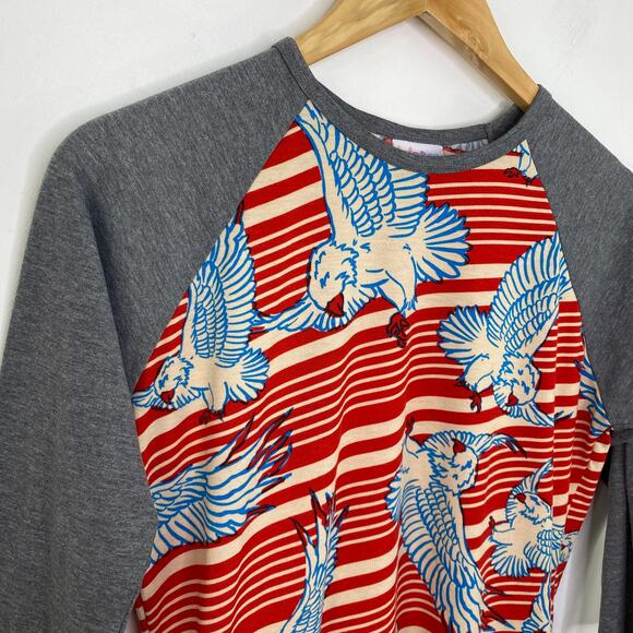 LuLaRoe Randy Red Grey Blue Printed Baseball Tee Shirt Women's Size X-Small XS - Picture 4 of 7